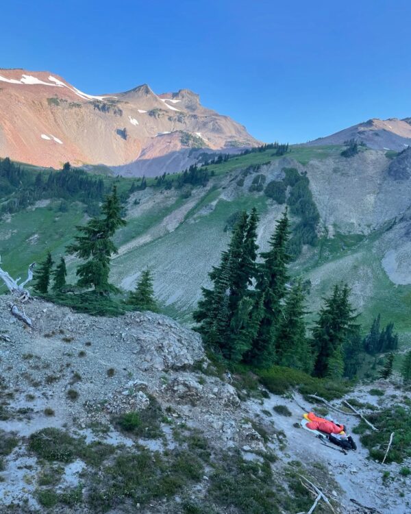 Cowboy camping in Cispus Pass